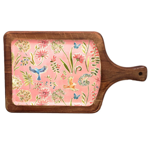 Tabla de Madera de 38 x 22 cm Pajaros Rosa