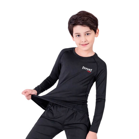 Conjunto Deportivo Camiseta termica Calza Niños X2 Negro