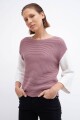 Sweater con mangas en contraste rosa viejo