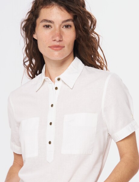 CAMISA DE LINO MEDIO BOTÓN Blanco