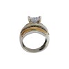 Anillo Doble-Plata y Oro-Piedra Zirconia-AN5752 conpiedra
