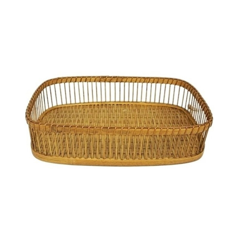 Bandeja cesto rectangular decorativo bambú 35x22x8 cm NATURAL