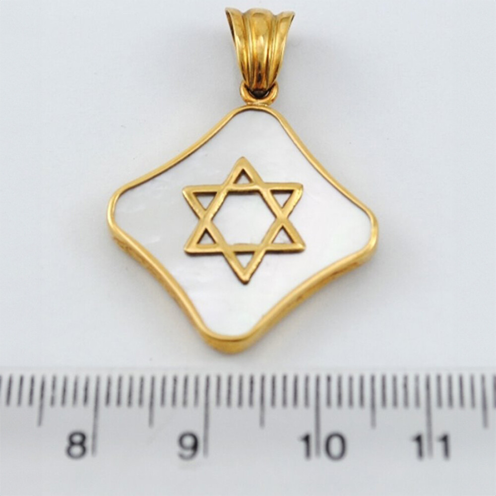 Medalla Estrella De David En Oro 18K Y Nácar Medalla Estrella De David En Oro 18K Y Nácar