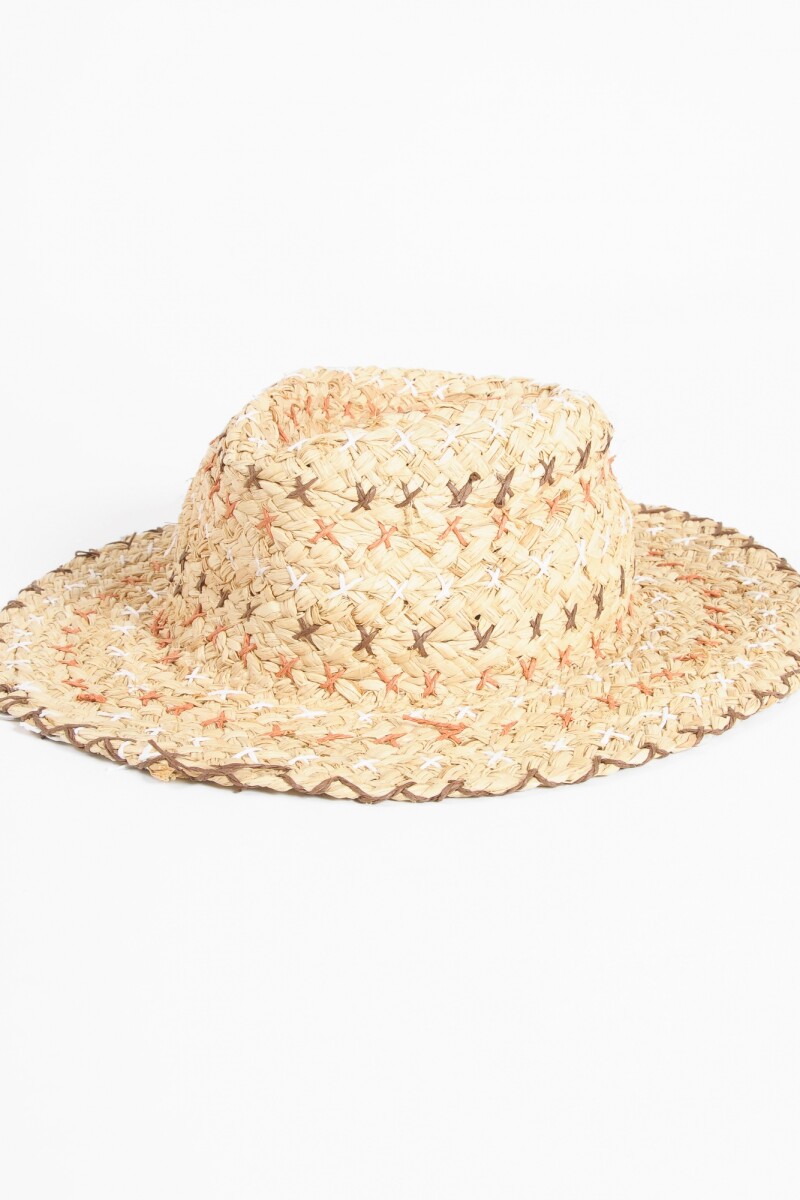 Sombrero playero detalle bordado beige