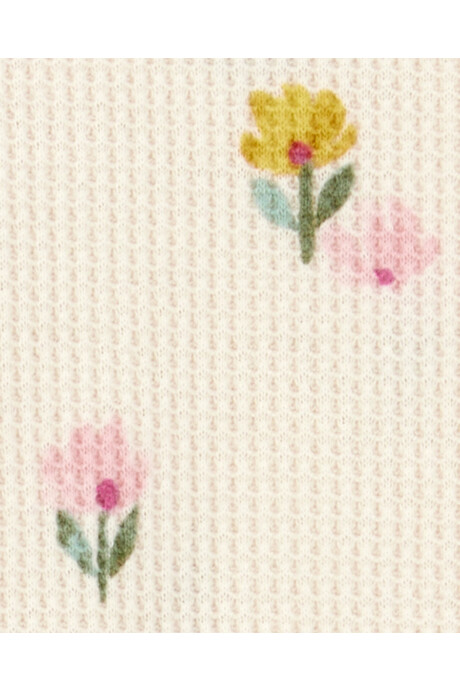 Set dos piezas de algodón térmico, pantalón y body, diseño floral Sin color