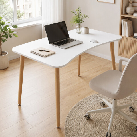 Escritorio Combohome Milan Mesa 100 Cm Laqueada Home Office Color Blanco