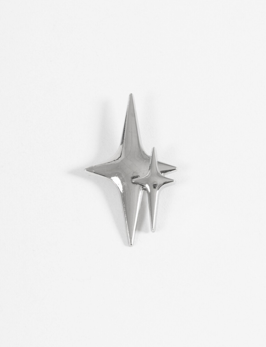 Prendedor estrella doble - plateado 