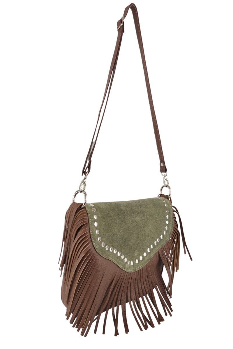 Cartera con flecos y solapa Verde