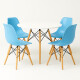 Juego de comedor Con Mesa Circular de 80cm + 4 Sillas Eames Azul/Blanco