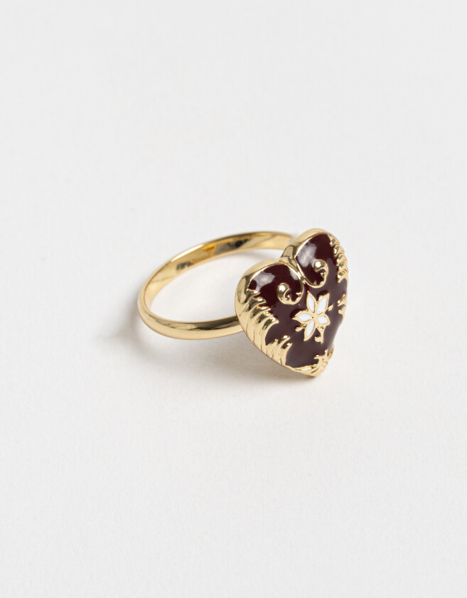 Anillos Medianos y Grandes Esmaltado Anillo Esmaltado Corazón - Dorado