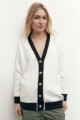 Cardigan con cinta decorativa crudo