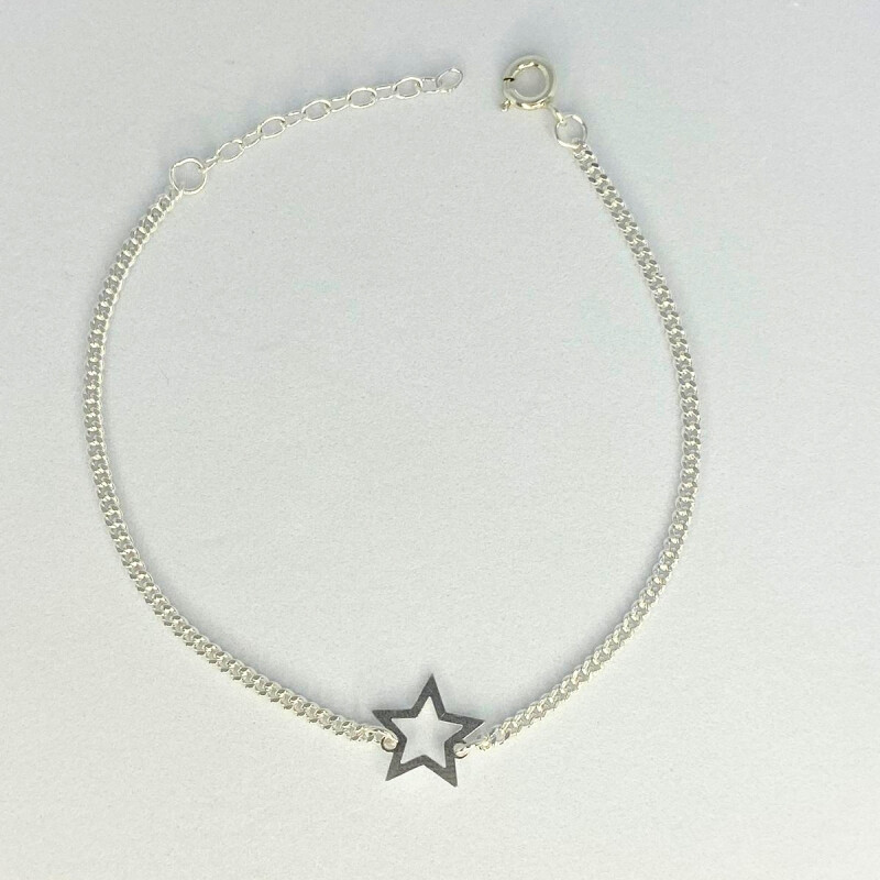 PULSERA DE PLATA CON ESTRELLA , LARGO 17+3 CM L5dplt-732-x3