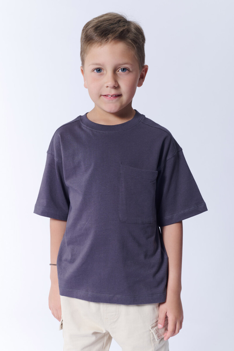 Remera oversize bolsillo - Gris 