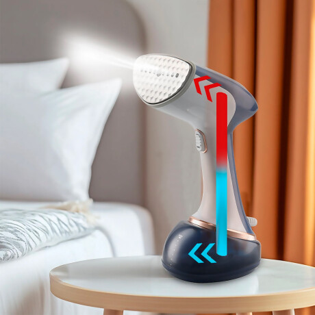 Plancha A Vapor De Mano 1500W Vertical Ropa Cortinas Tapices Blanco/azul