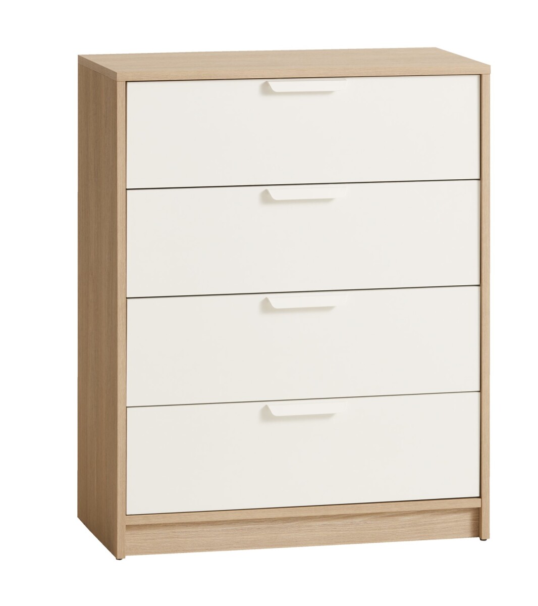 Cómoda JENSLEV 4 cajones color roble/blanco 
