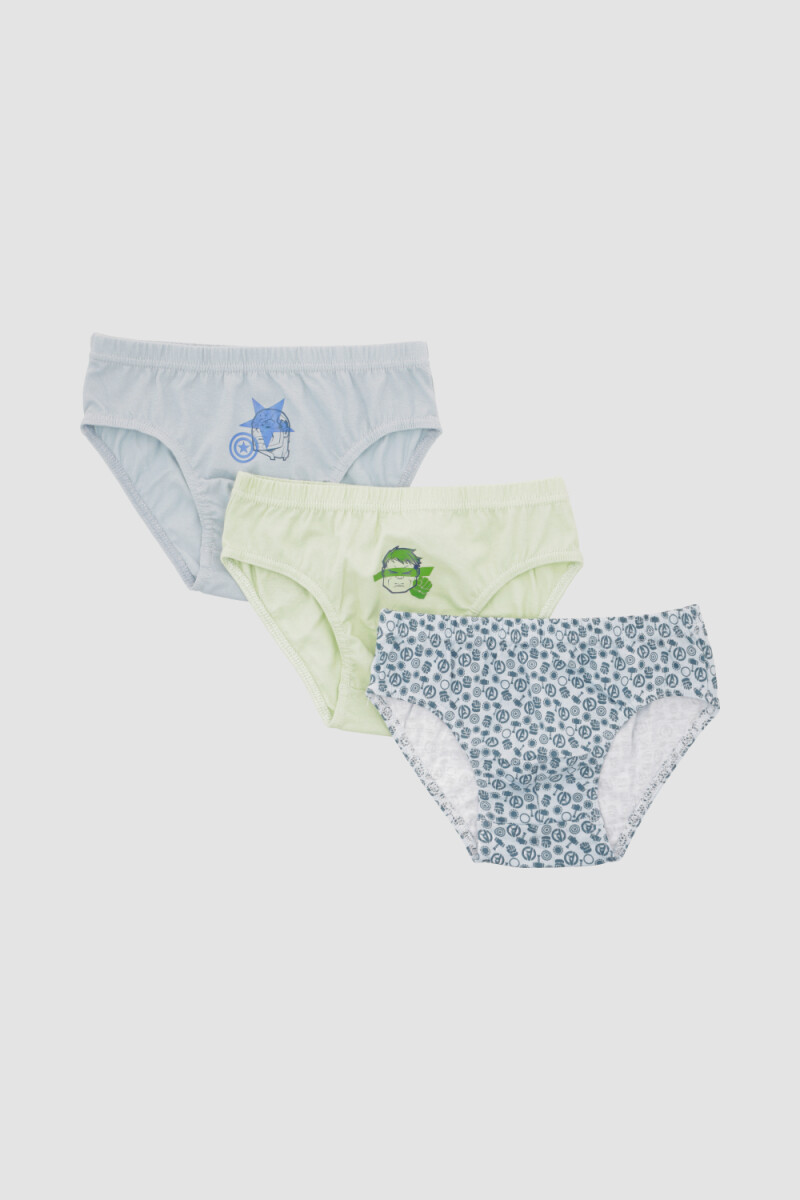 Pack x3 slips algodón marvel/disney Celeste