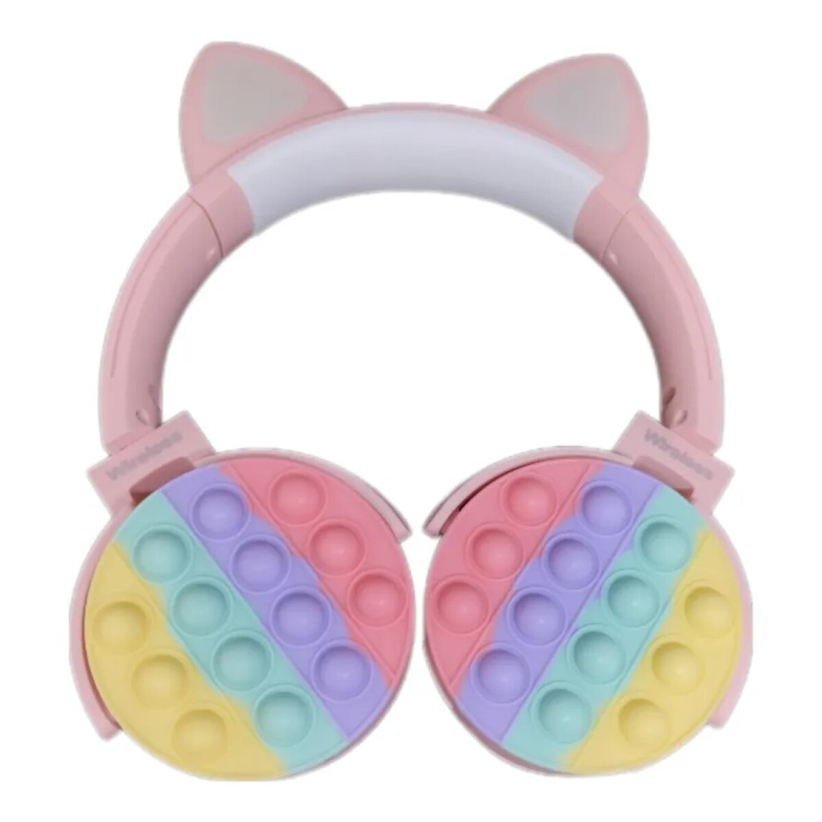 Auriculares Inalámbricos Pop It con Orejas de Gato Luces - ROSA 