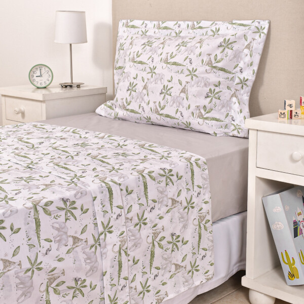 Juego de sábana Kids Safari Gris Beige Y Verde – Twin Juego de sábana Kids Safari Gris Beige Y Verde – Twin