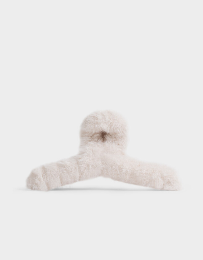 Broche De pelo Broche Textura Peluche - Blanco Crudo