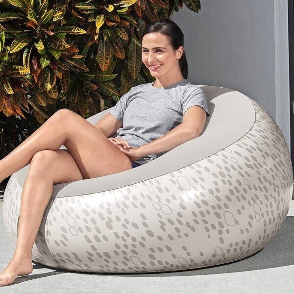 Puff Inflable Sillón Asiento Respaldo Bestway Silla Grande Variante Color Gris