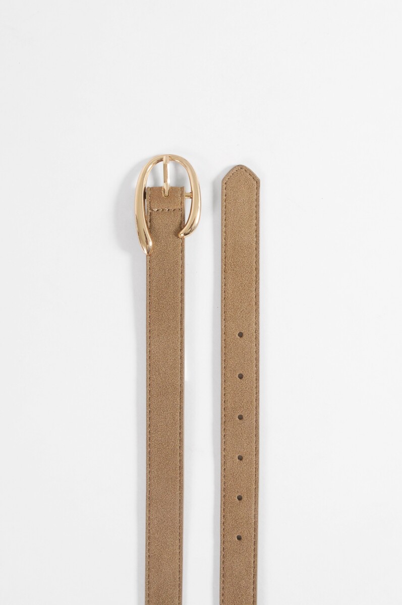 Cinturón hebilla ovalada - beige 