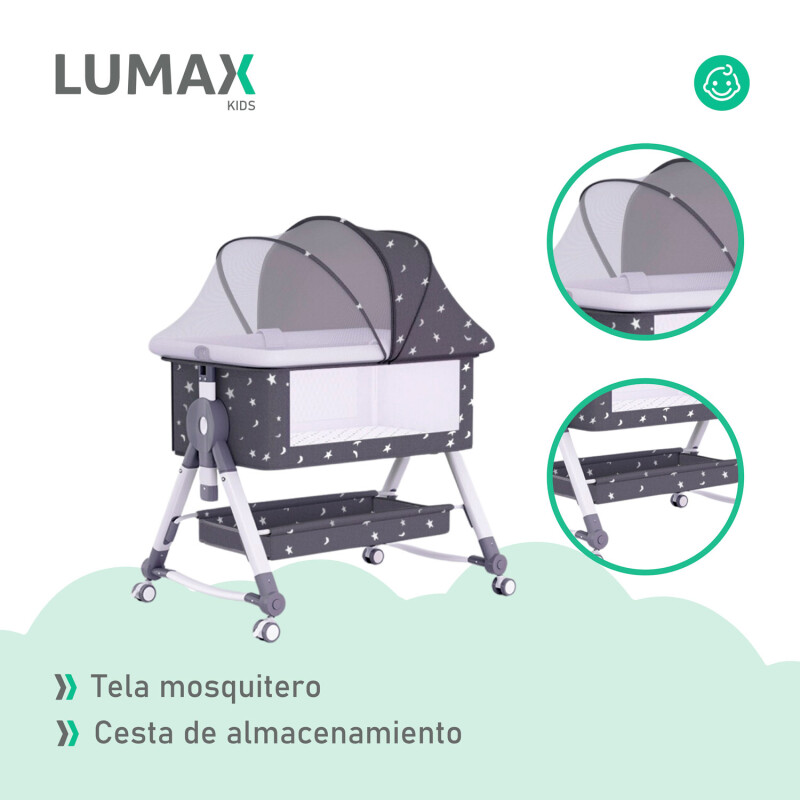 Cuna Colecho Moises con Ruedas y Mosquitero Bebe Gris oscuro