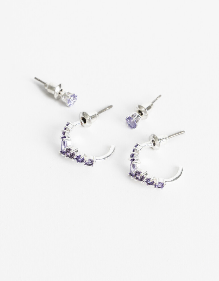 Aros Sets Cubic zirconia Set De Aros Cubic Plateado - Plateado