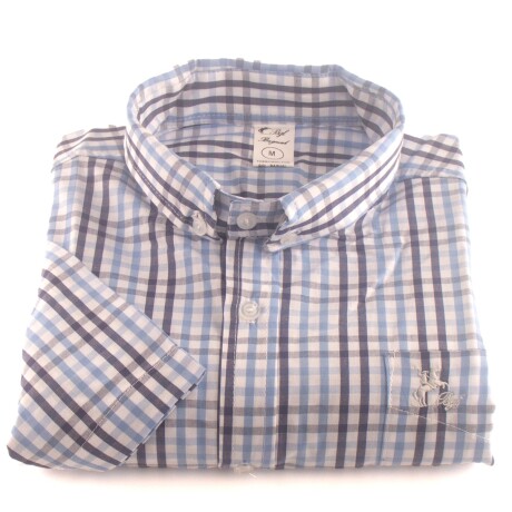 Camisa Caballero M-C cuadrille azul y negro