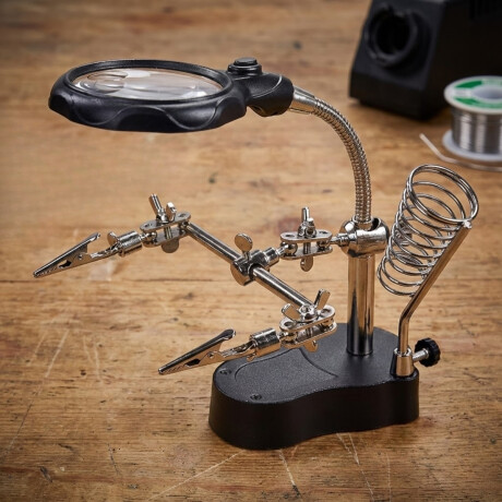 Lupa De Mesa Con Luz Led Y Soporte NEGRO