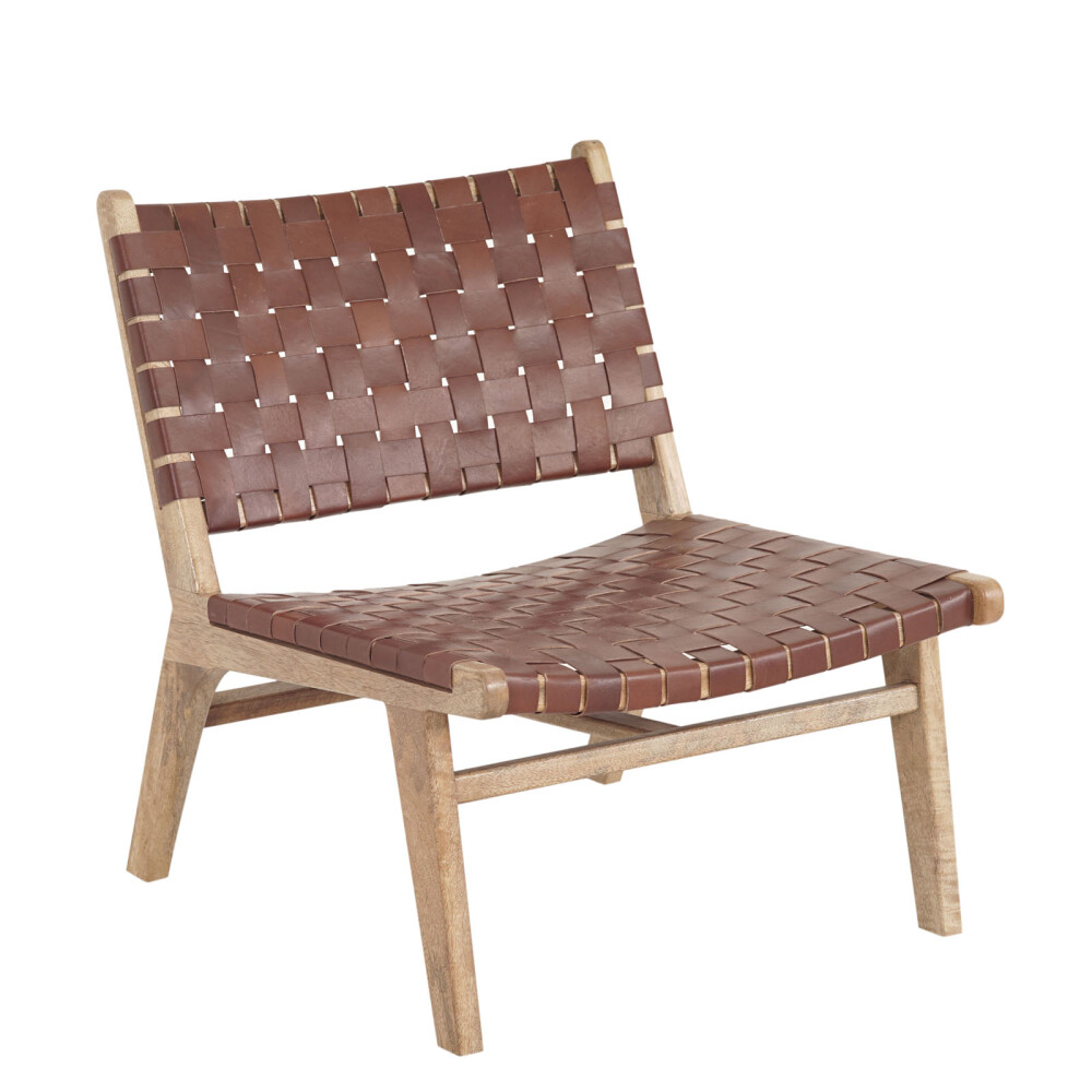 BUTACA CUERO-Y-MADERA MARRON KAIA