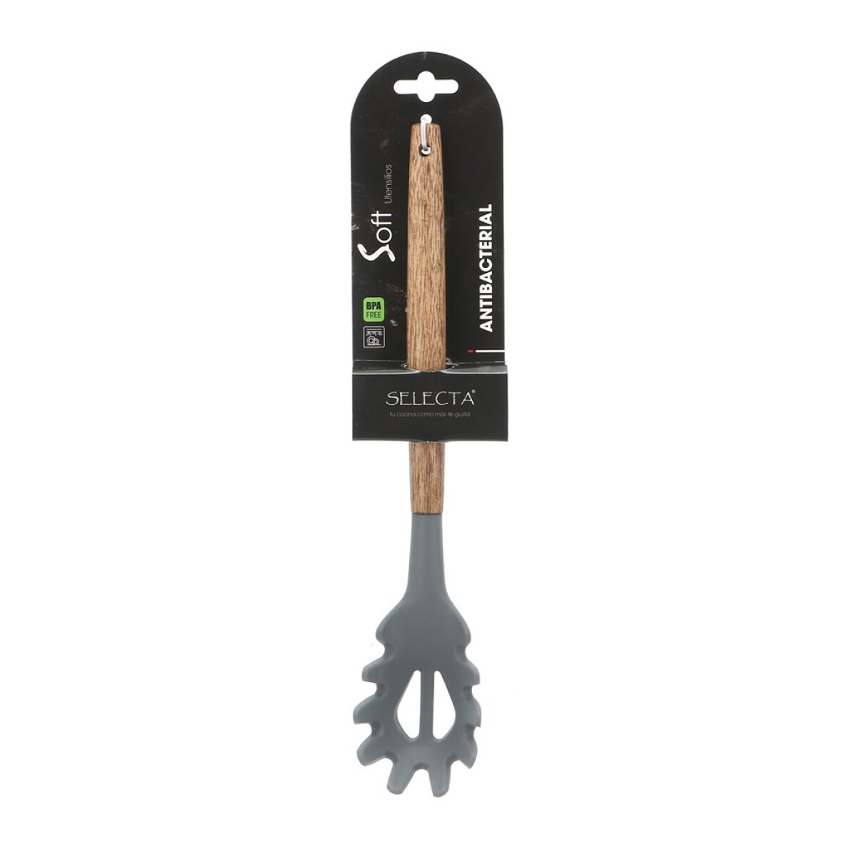 CUCHARA PASTA SILICONA 31CM MANGO ACACIA GRIS 