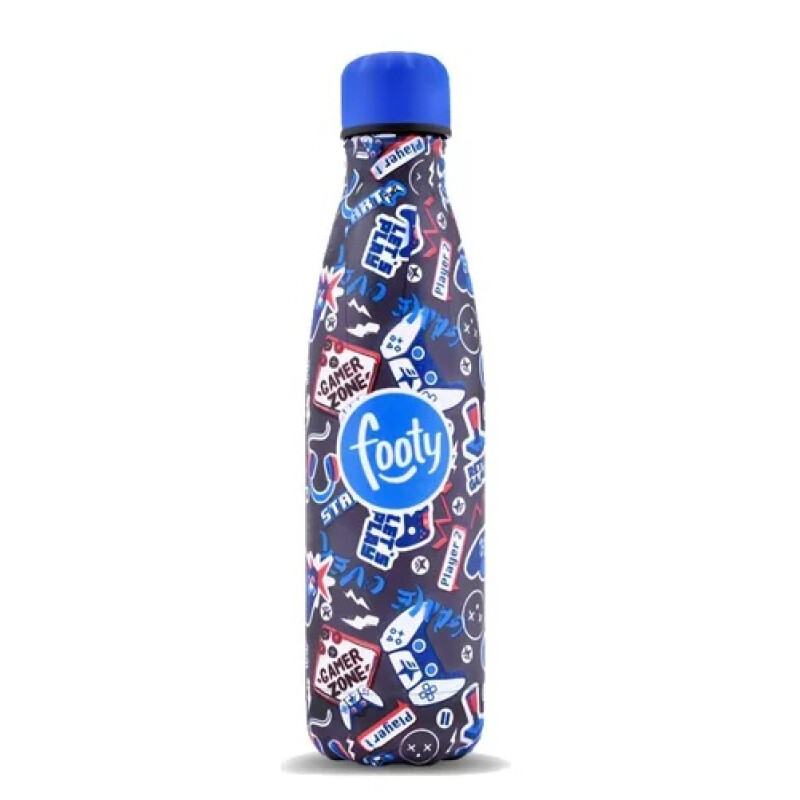 Botella Térmica De Acero Gamer Zone 500ml Footy Color Azul Botella Térmica De Acero Gamer Zone 500ml Footy Color Azul