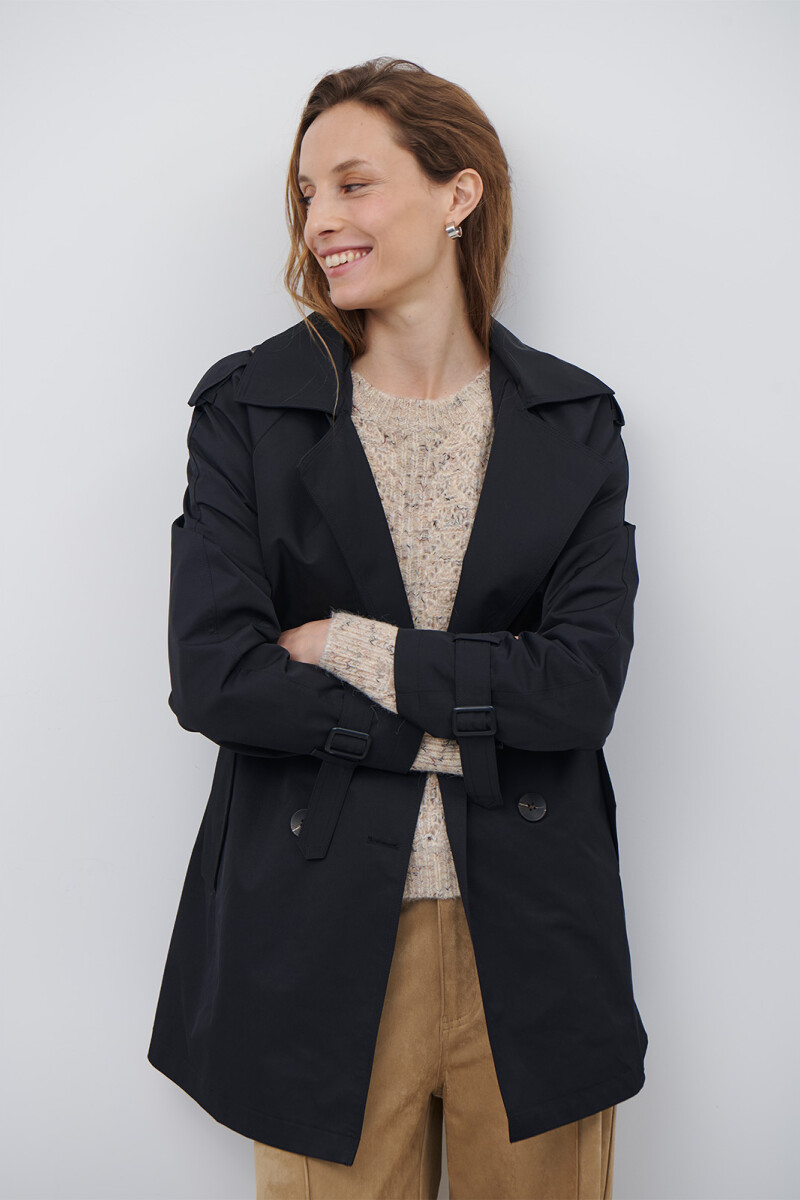 TRENCH CAPUCHA MIDI NEGRO