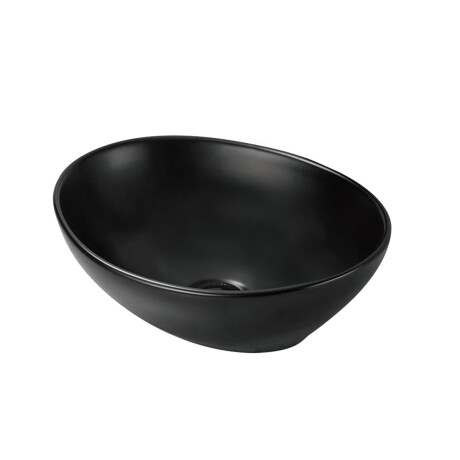 Bacha Ovalada De Loza Negra Esmaltada De Apoyo 41X33X14.5 000