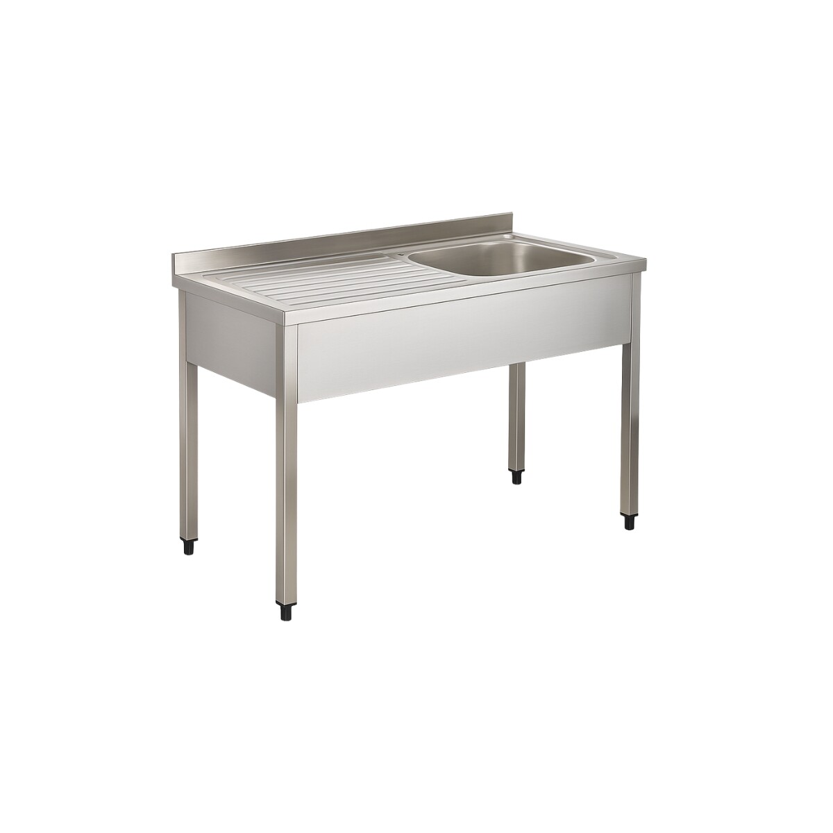 Mesada de Lavado con 1 Pileta a la Derecha de Acero Inoxidable 120 x 60 x 85 cm 