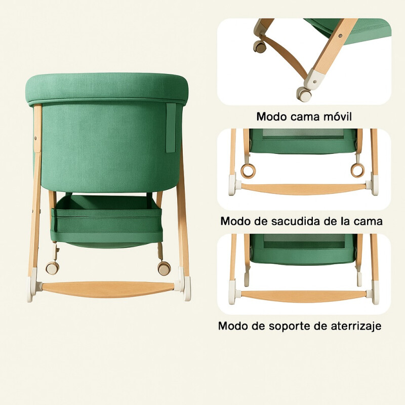 Cuna Moisés Plegable Regulable Para Bebe Verde
