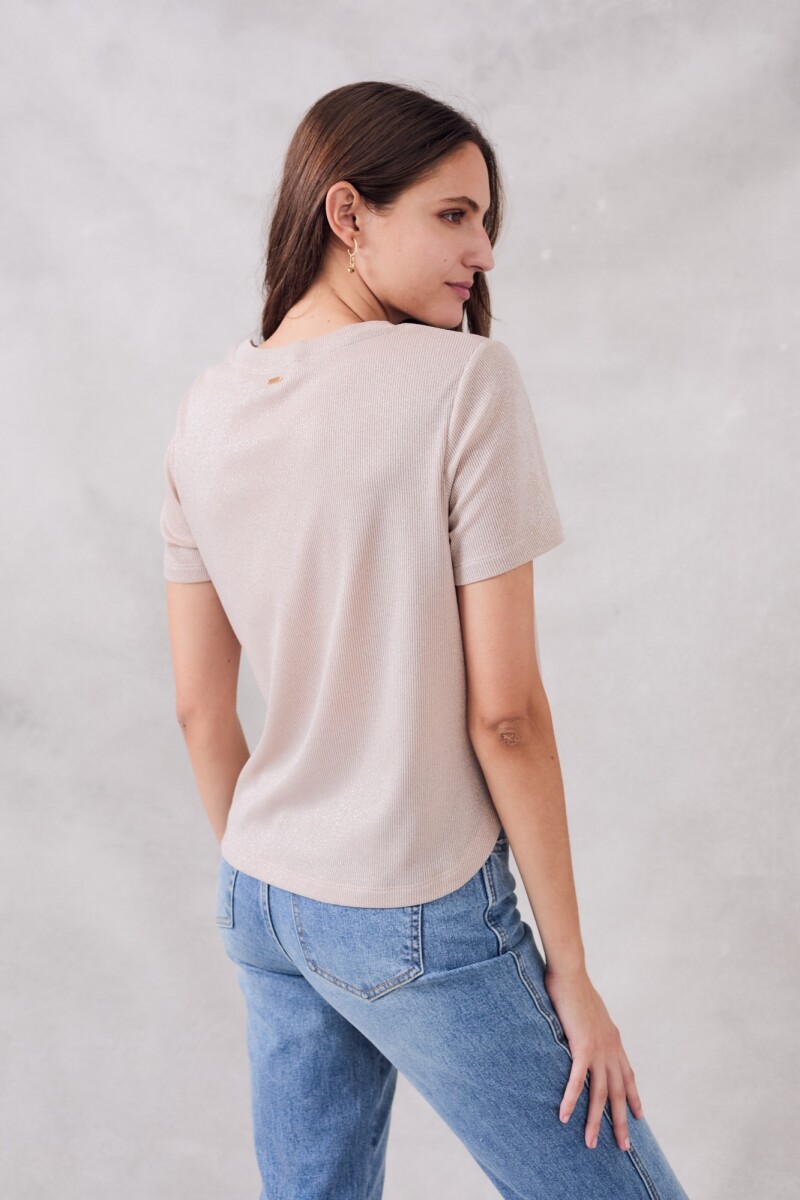 Remera Manga Corta Lurex Crudo