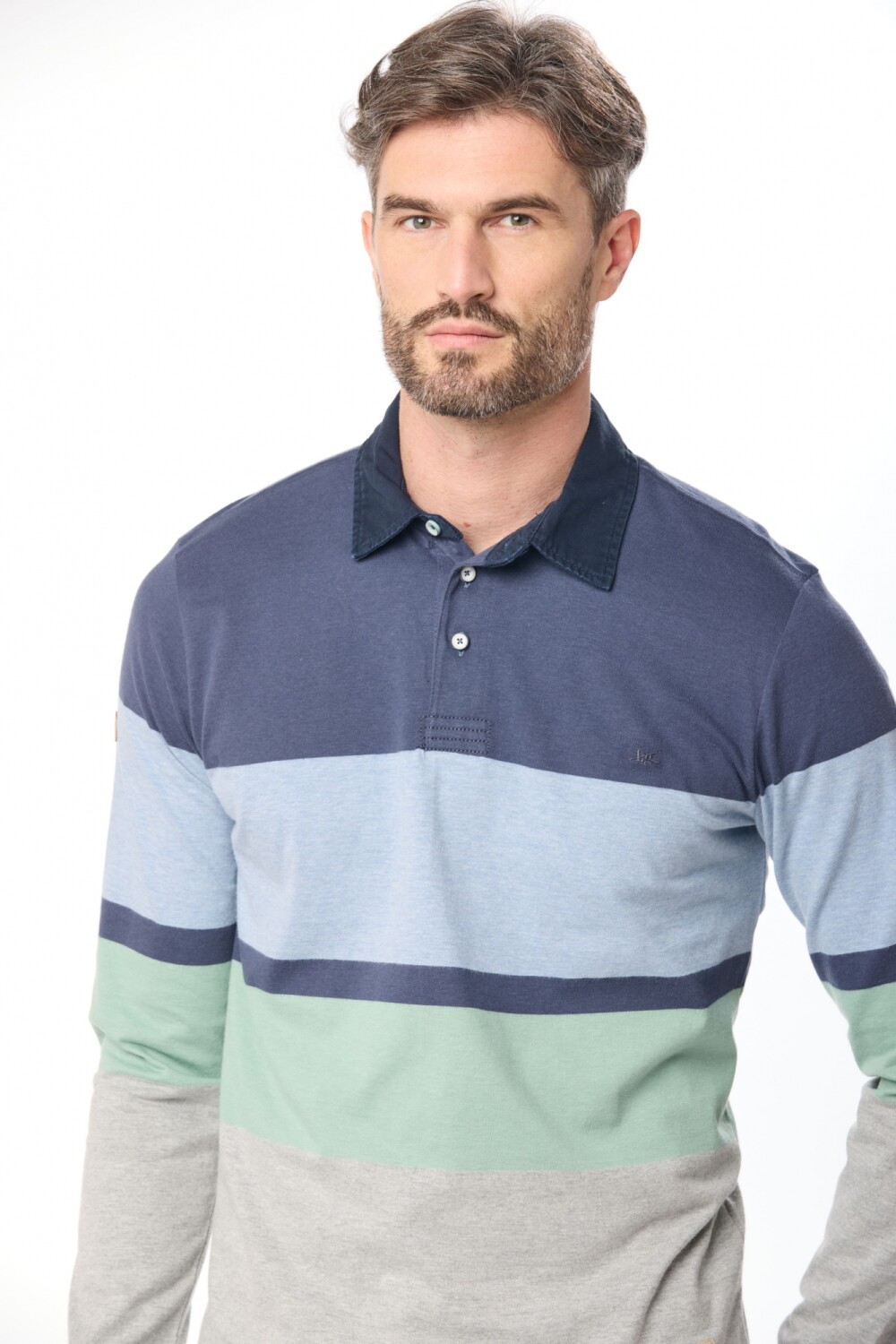 REMERA POLO RAYADA Azul