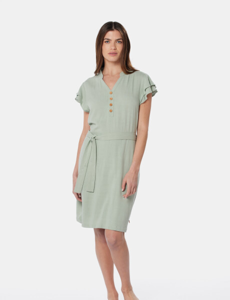 VESTIDO DE LINO Verde