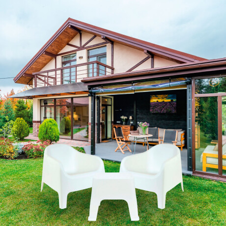 Set de 2 Sillas Skarpo + Mesa de exterior Blanco