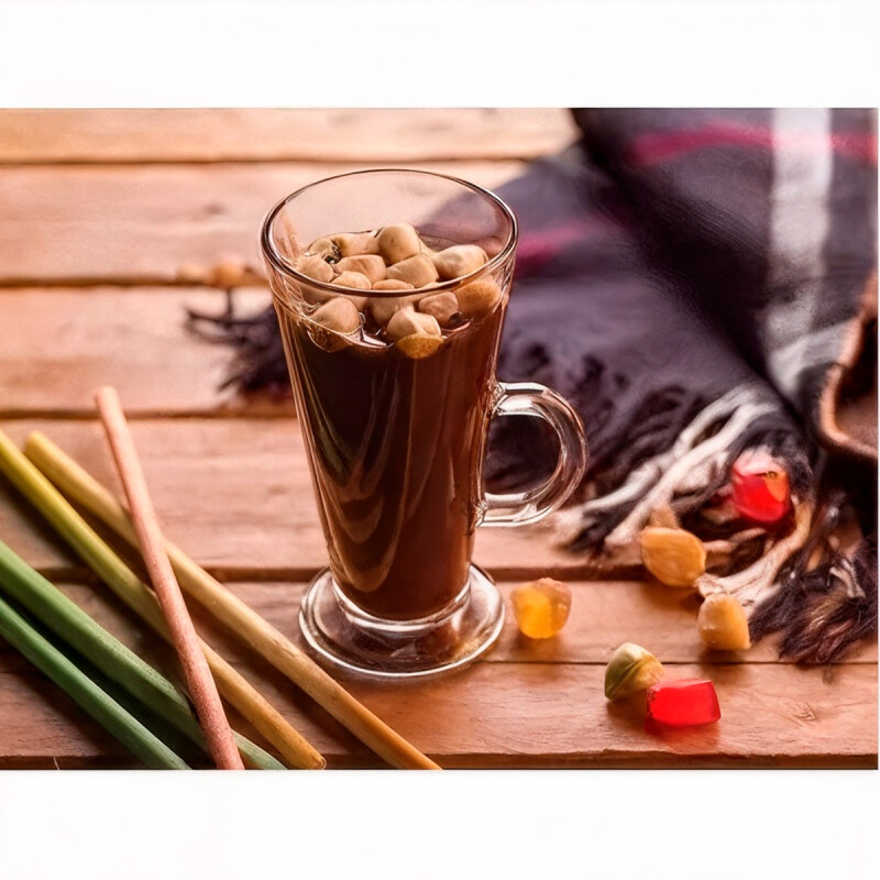 Taza de vidrio alta con asa 285ml TRANSPARENTE