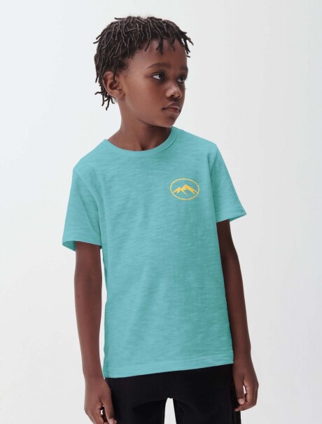 CAMISETA INFANTIL CON ESTAMPA CELESTE