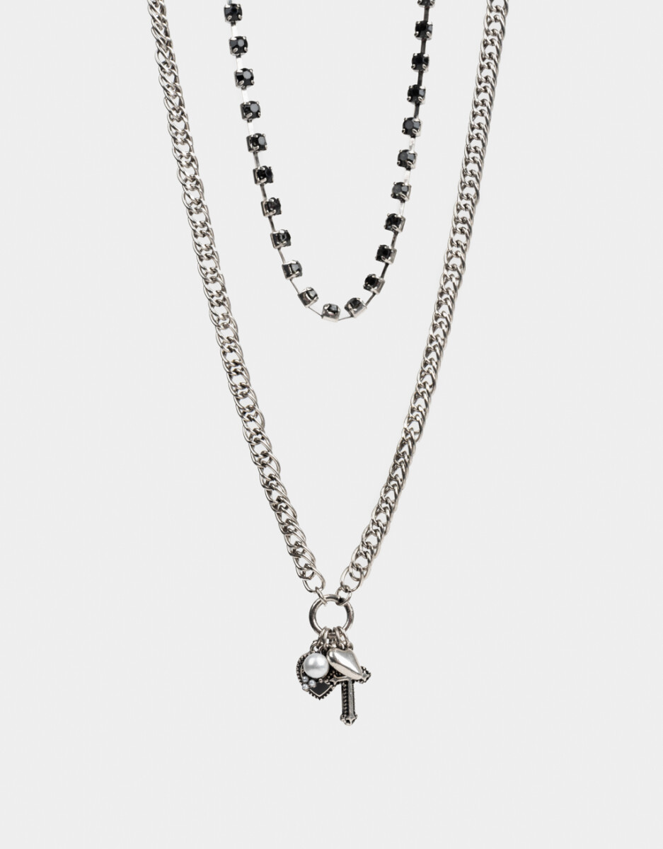 Set De Collares Con Cruz Strass 