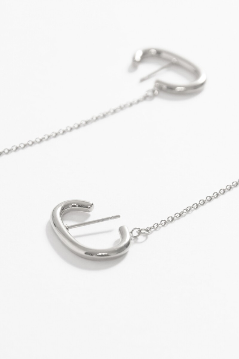 Aros acero con cadena plateado