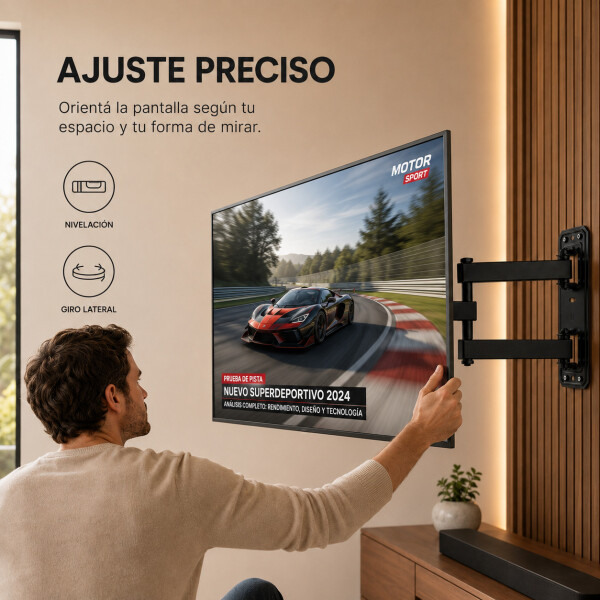 Soporte De Pared Movil Brazo Acero Tele Tv De 37-70" Brateck Color Negro