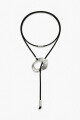 Collar con cordon y dijes de acero plateado