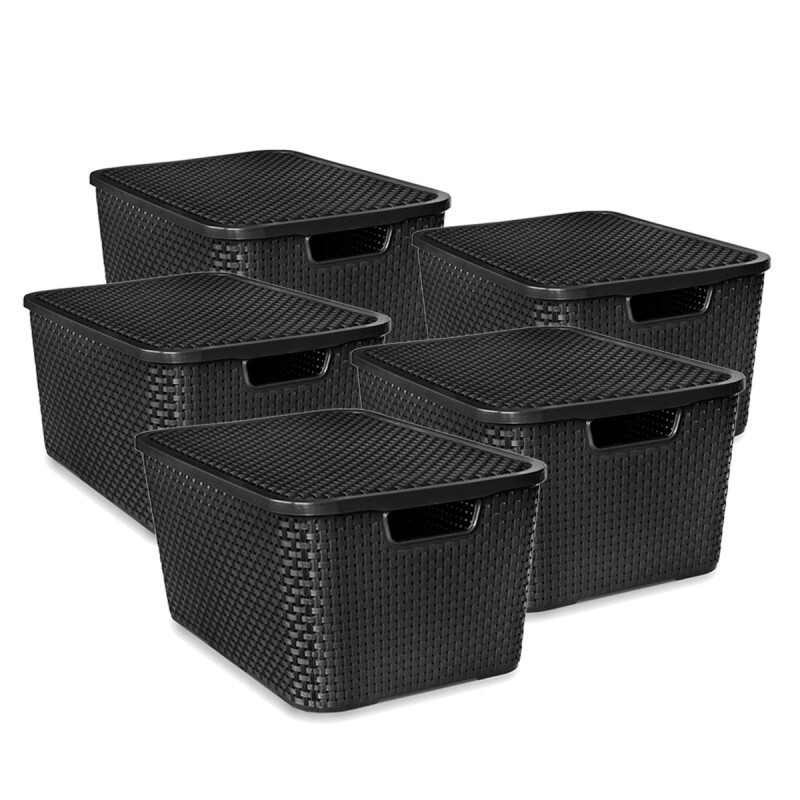 Set x5 Caja ratán 7 lts NEGRO