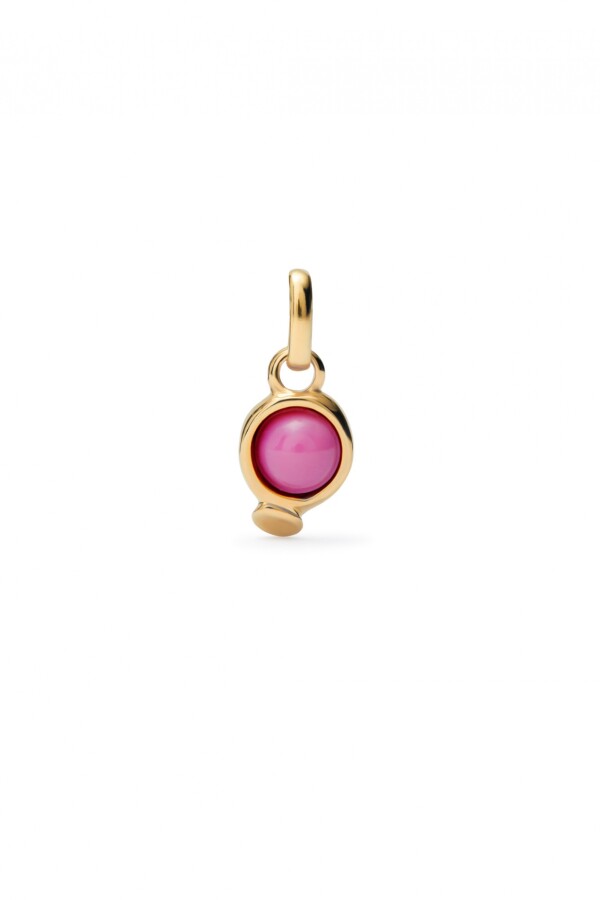 CHARM BAÑADO EN ORO 18K CON PIEDRA ROSA. Charm