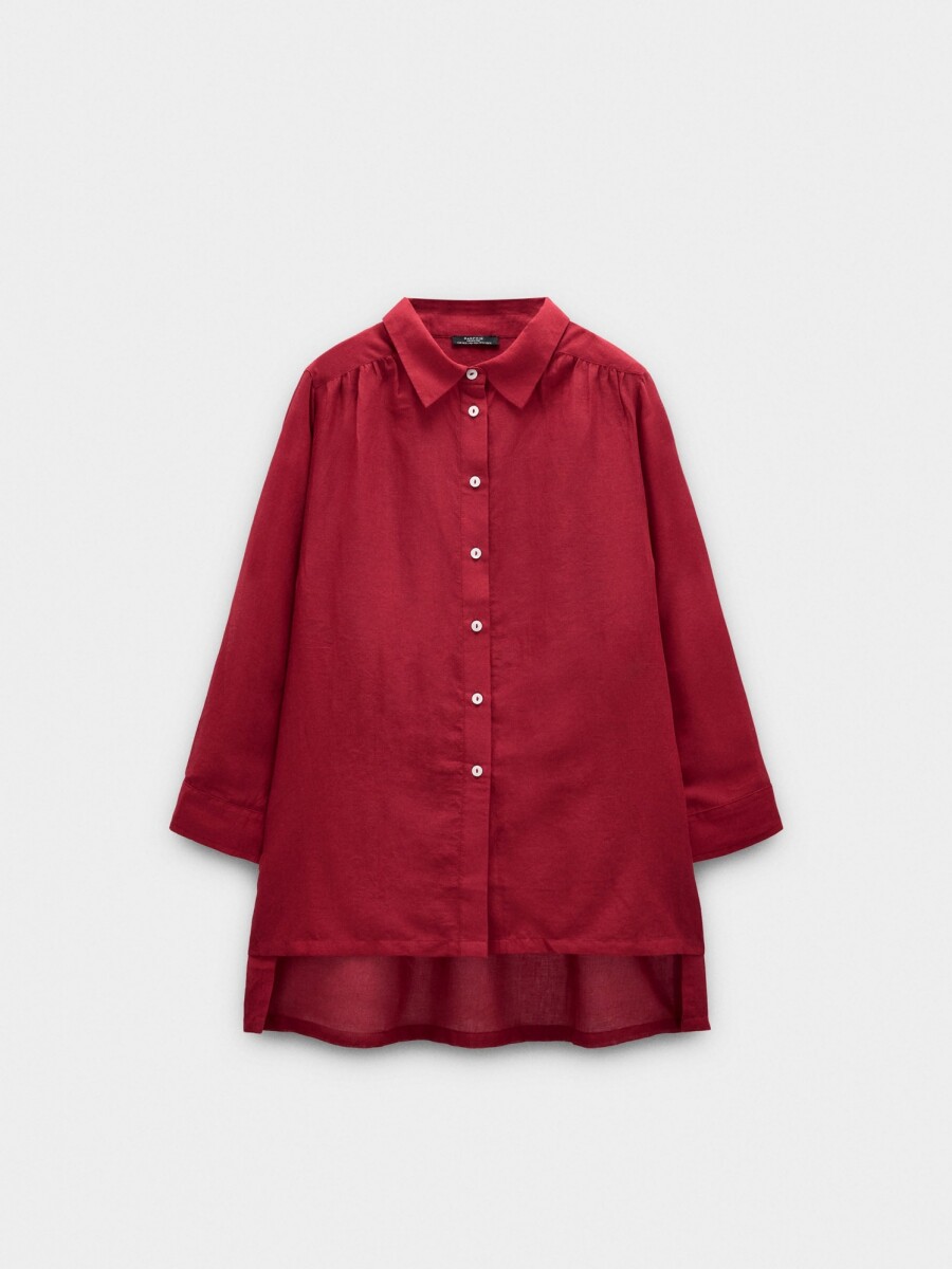 Camisa Semitransparente 100% Algodón rojo