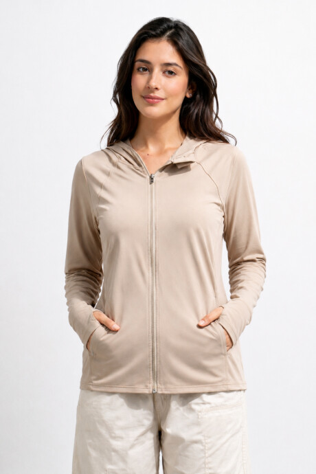 Campera de Nylon Fitness Beige